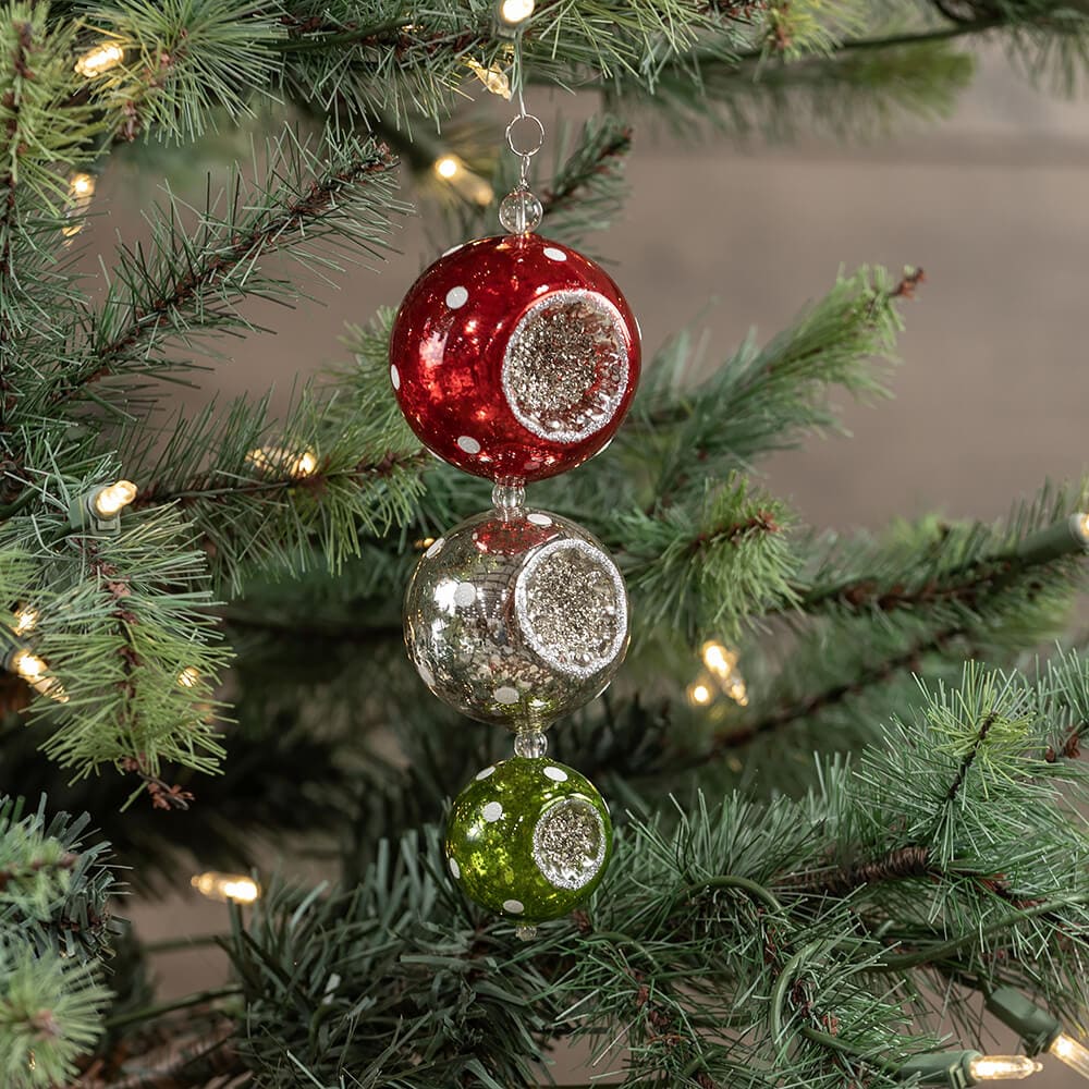 Three Ball Drop With Polka Dots Ornament