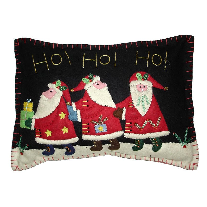 Three Santas Delivering Presents Pillow