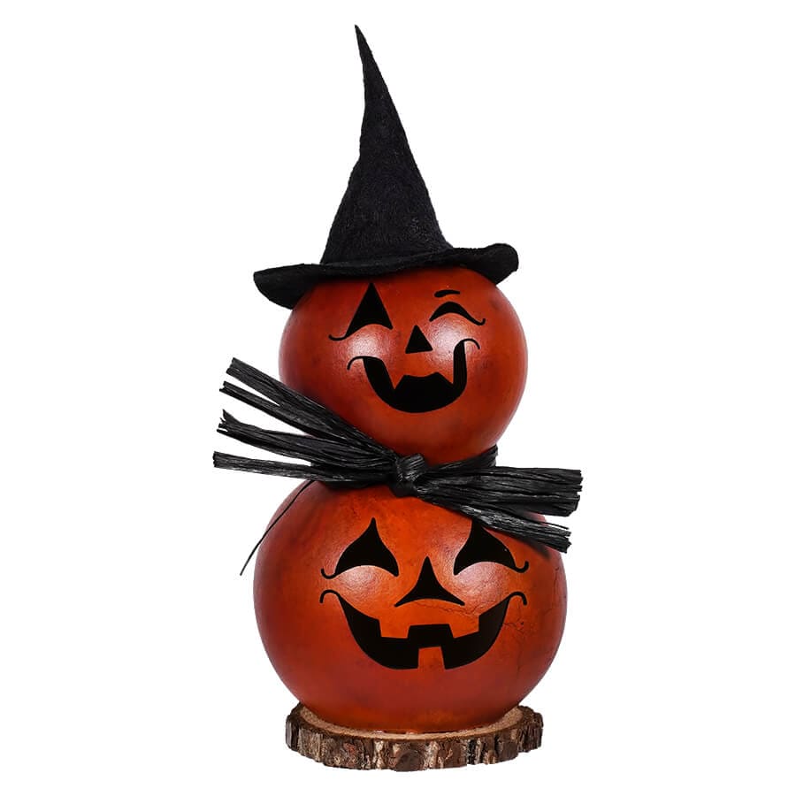 Tiny Harlow Jack-O'-Lantern Wearing Witches Hat Gourd