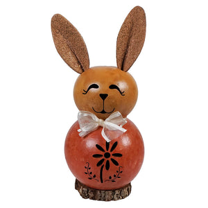 Tiny orange willow bunny gourd with flower cutout featuring a whimsical easter bunny design