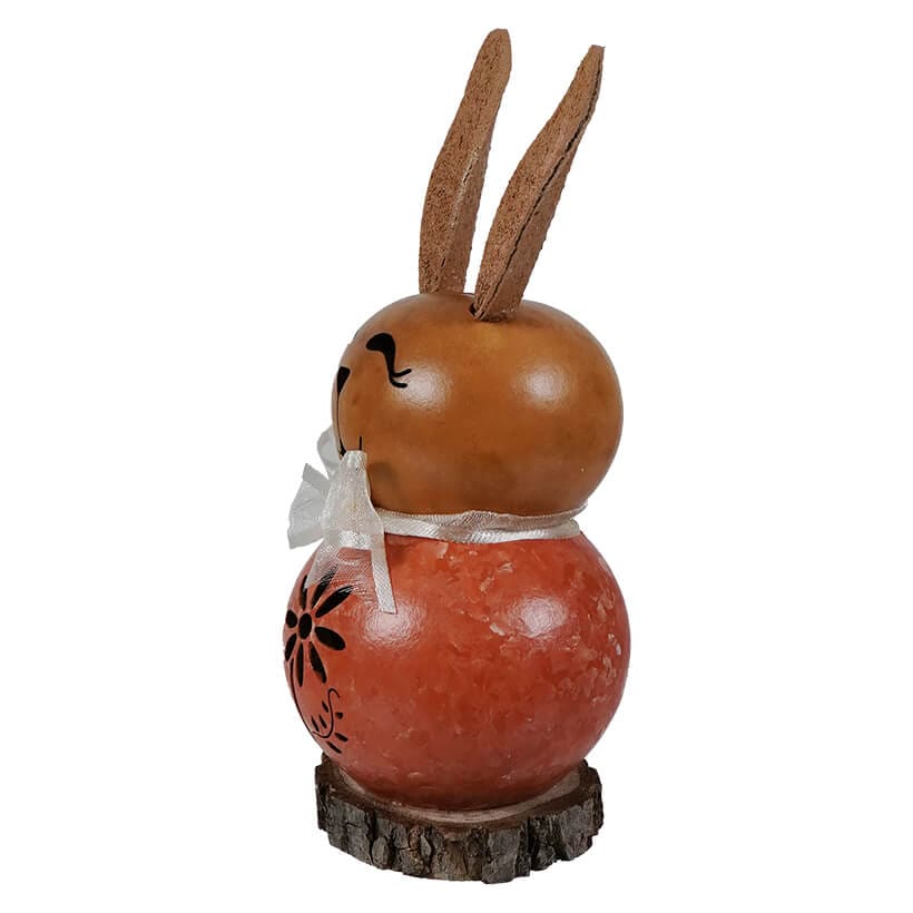 Tiny Orange Willow Bunny With Flower Cutout - Easter