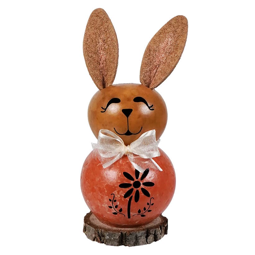 Tiny Orange Willow Bunny With Flower Cutout - Easter