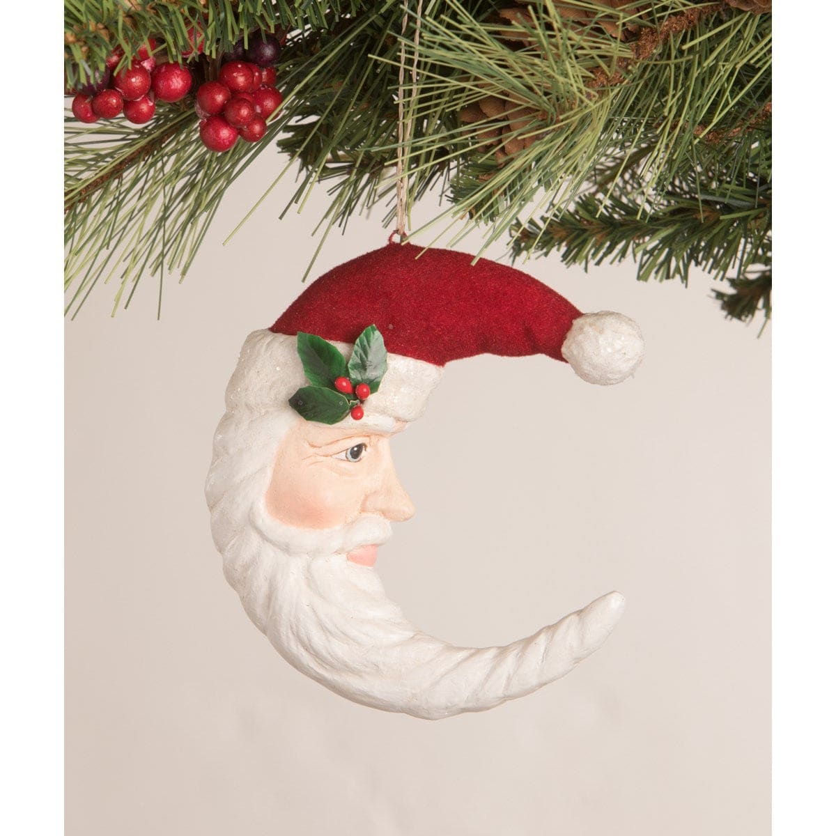 Traditional Santa Moon Ornament