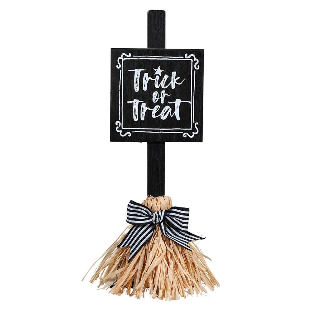 ’Trick Or Treat’ Straw Broom Sign - Halloween