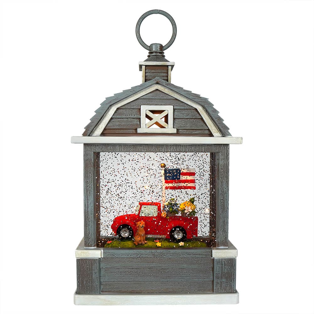 Truck & Dog Lighted Barn Water Lantern