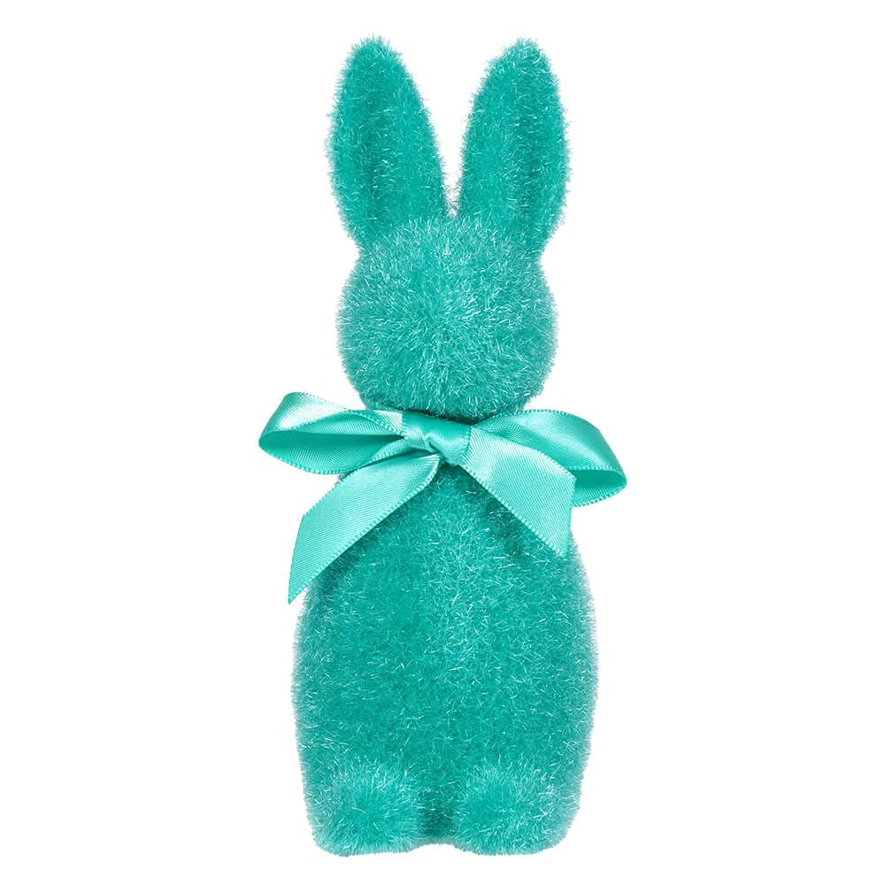 Turquoise Flocked Button Nose Bunny