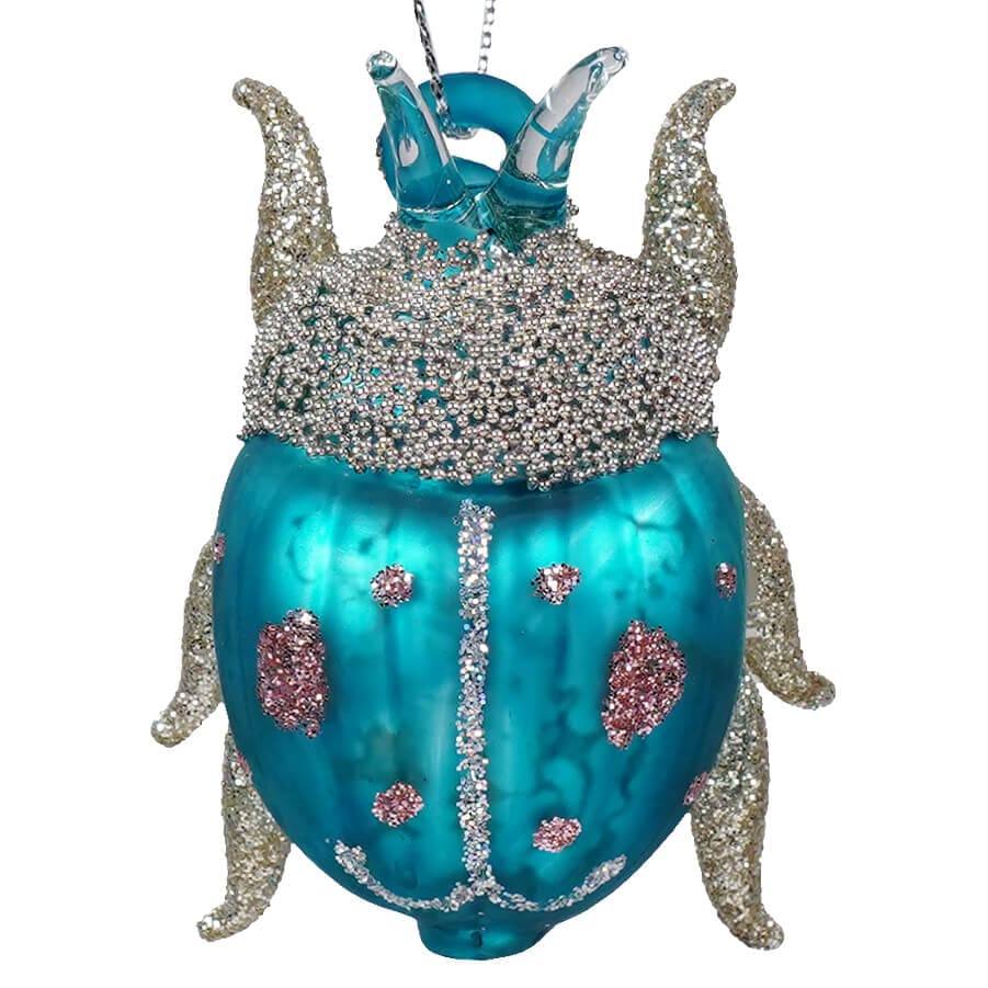 Turquoise Gold & Silver Pastel Beetle Ornament - Ornaments