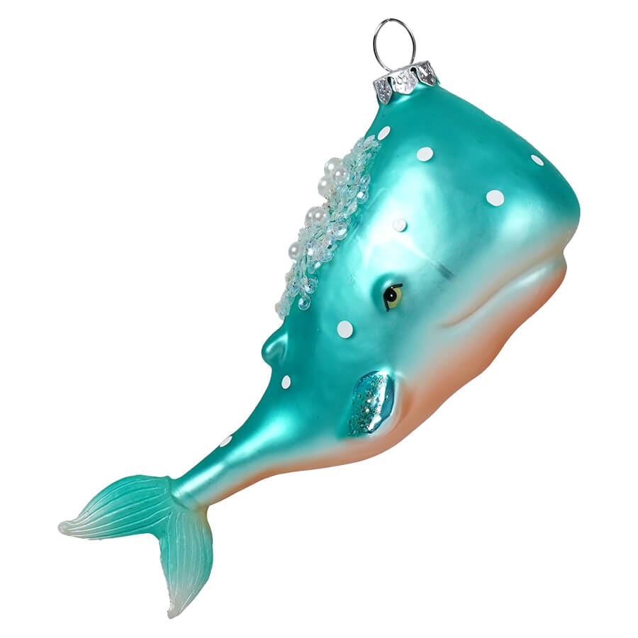 Turquoise & Gold Whale Ornament - Ornaments