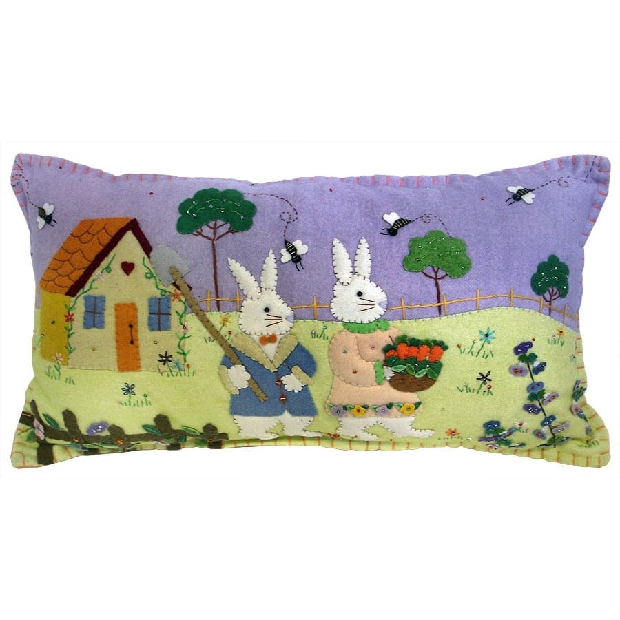 Two Bunnies In The Garden Pillow