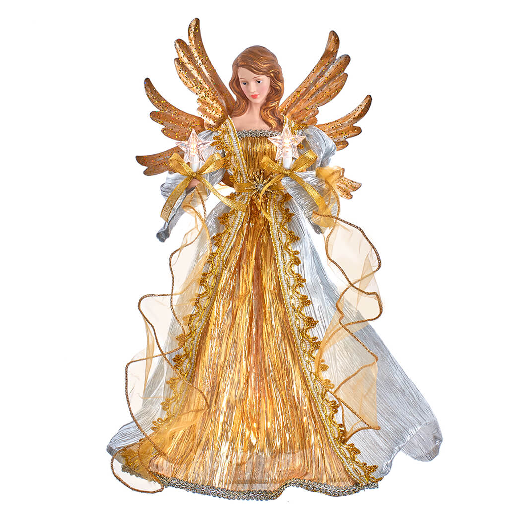 10-Light Silver and Gold Ombré Angel Treetop