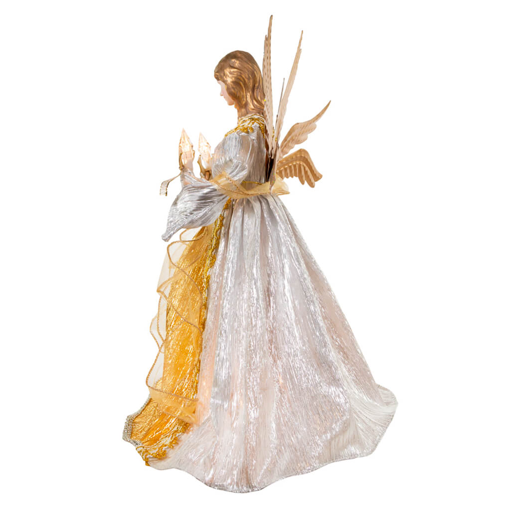 10-Light Silver and Gold Ombré Angel Treetop