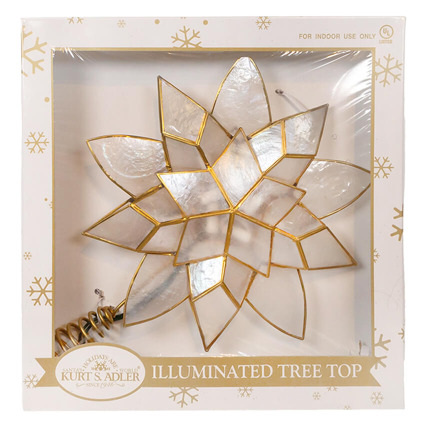 10-Light Gold Tin Double Point Capiz Star Treetop