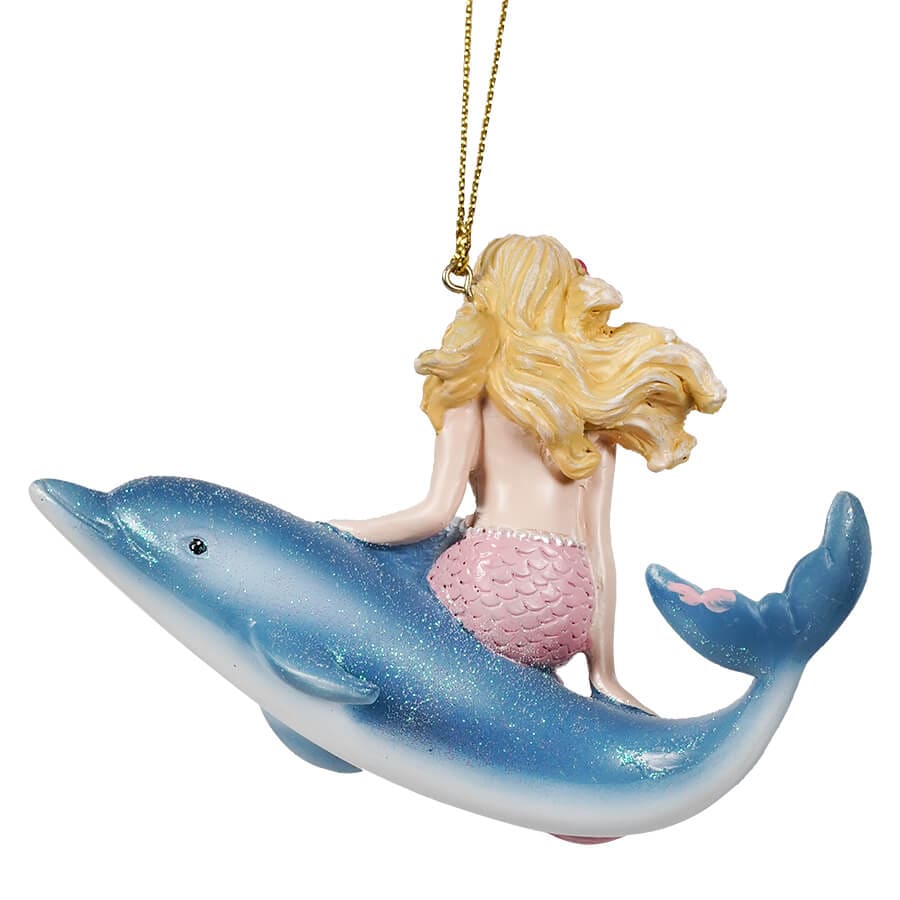 Under The Sea Mermaid Riding Dolphin Ornament