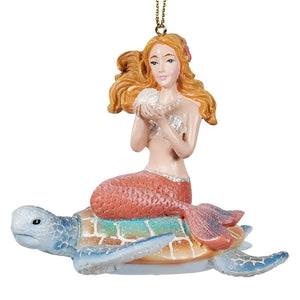 Under The Sea Mermaid Riding Sea Turtle Ornament