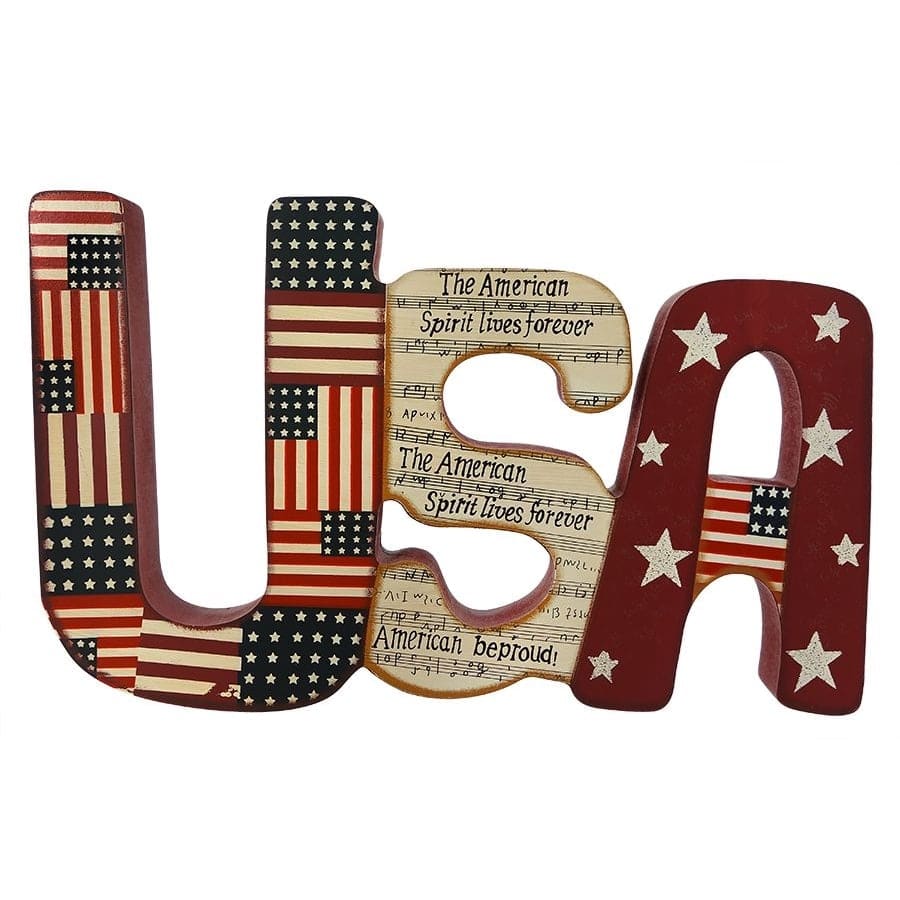 USA Word Block Sign