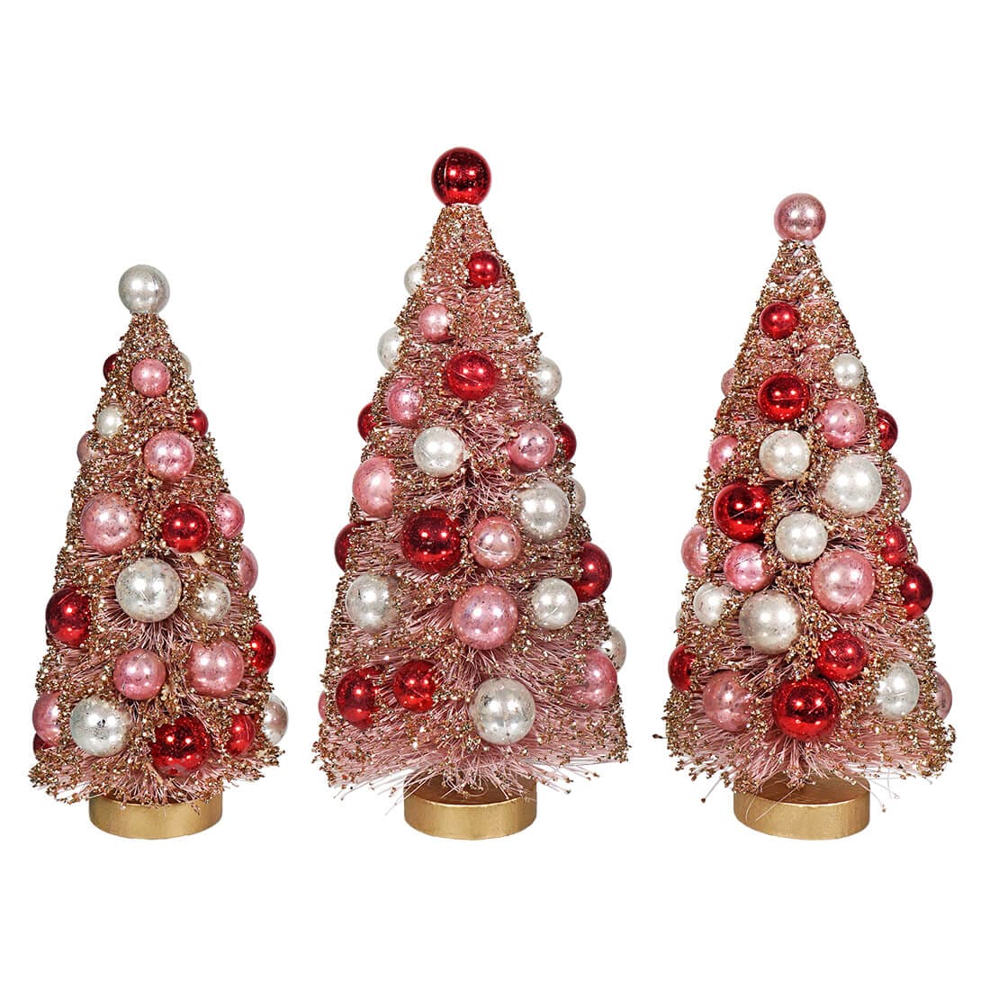 Valentine Golden Blush Bottle Brush Trees Set/3