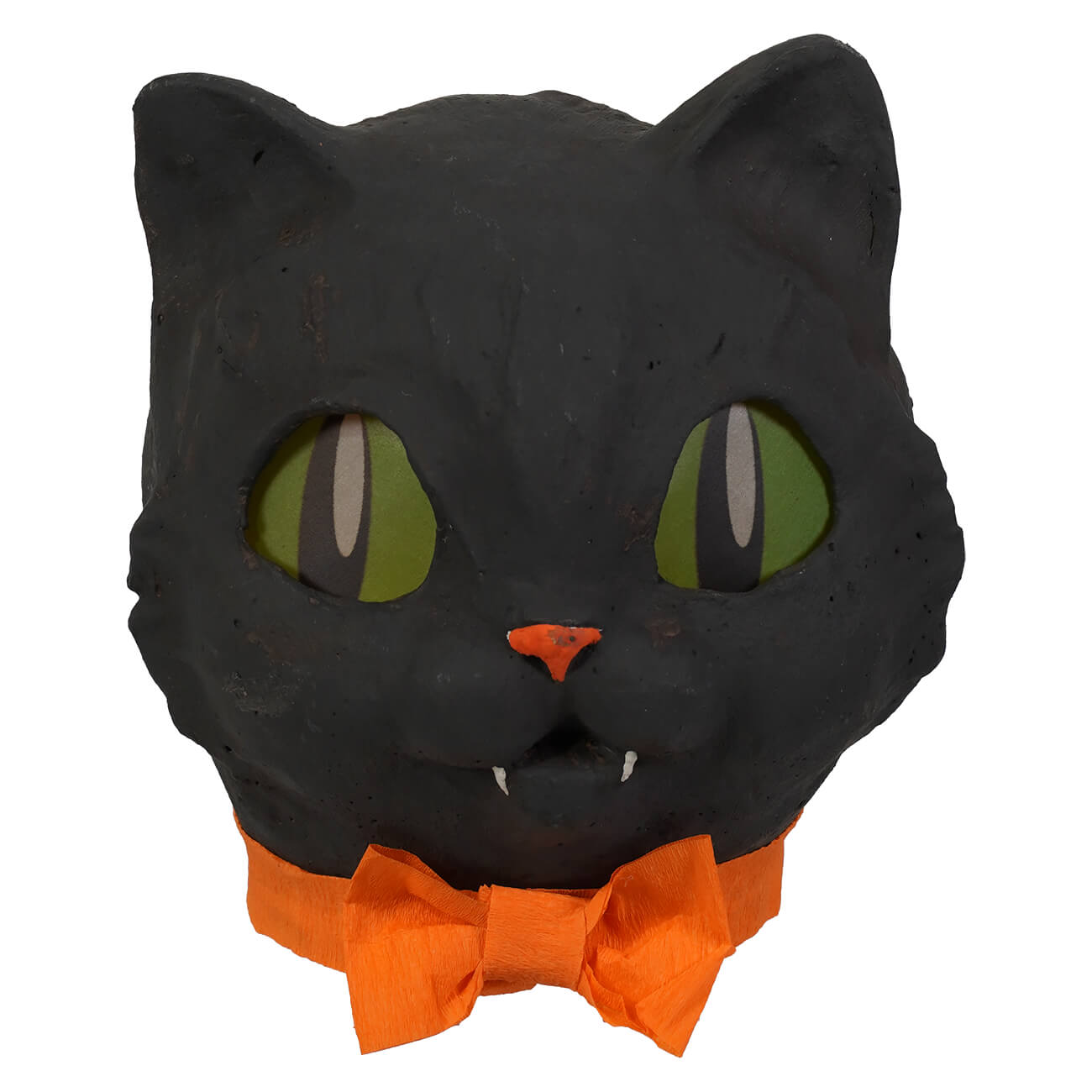 Dapper bow tie black cat lantern with glowing green eyes and orange bow tie perfect for halloween lanterns decor