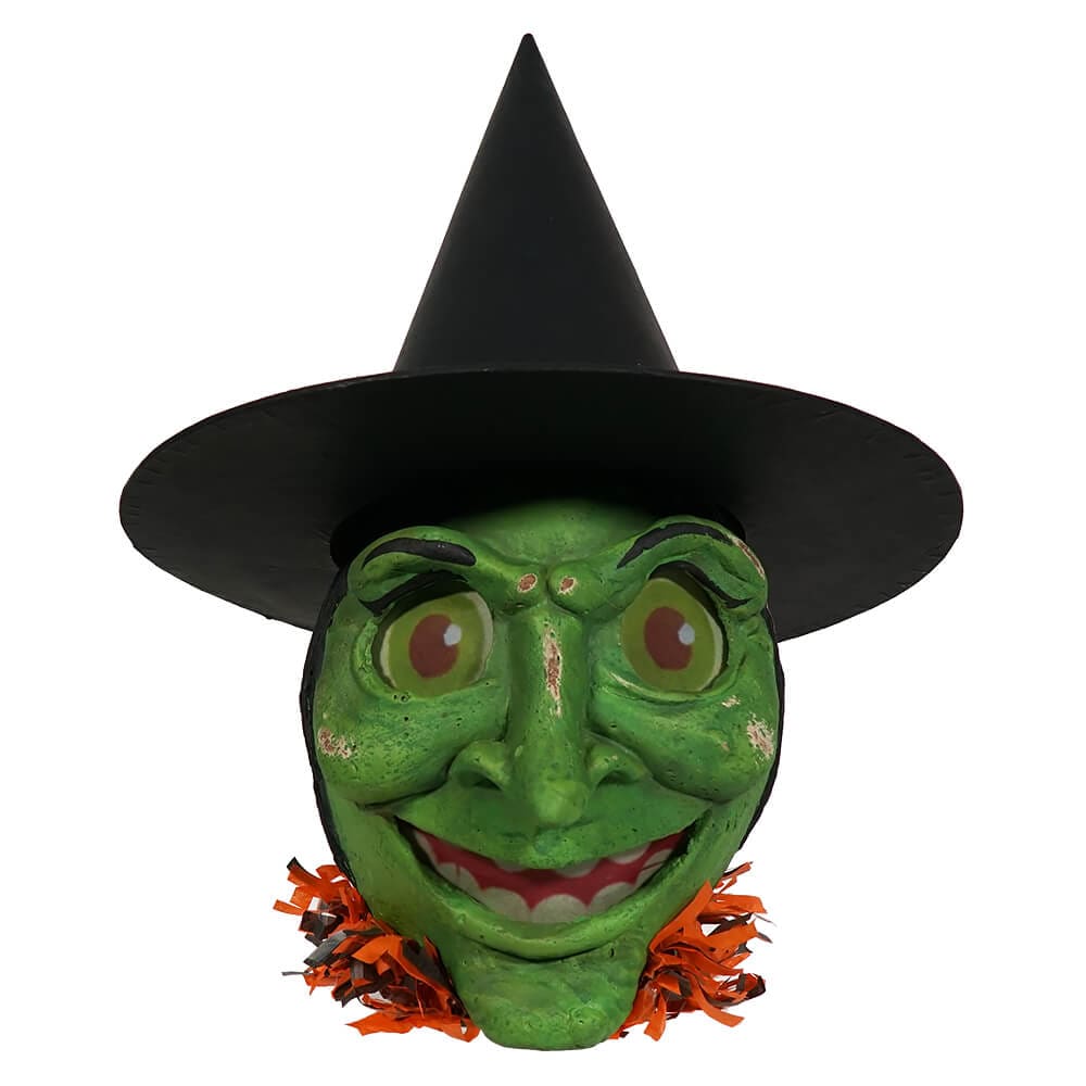 Green Face Witch with Hat Lantern