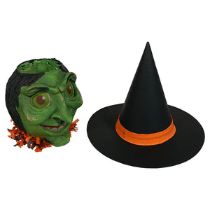 Green Face Witch with Hat Lantern