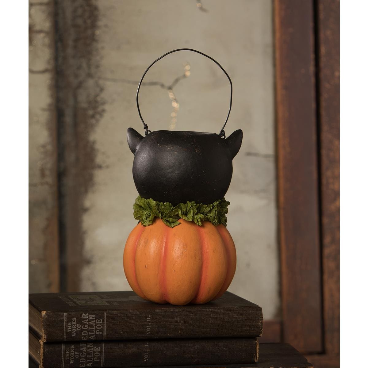 Vintage Black Cat in Pumpkin - Halloween