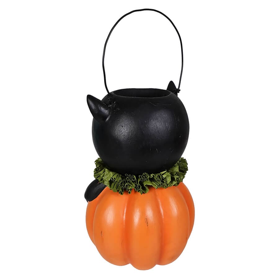 Vintage Black Cat in Pumpkin - Halloween