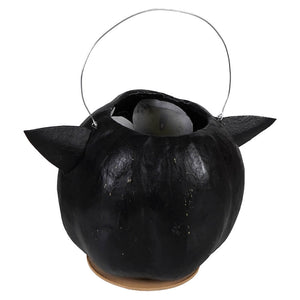 Black vintage cat bucket small halloween pumpkin bucket with wire handle and pointed ears by bethany lowe halloween buckets