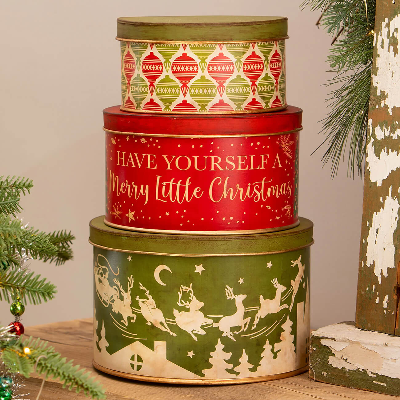 Vintage Christmas Tins Set/3 - Christmas