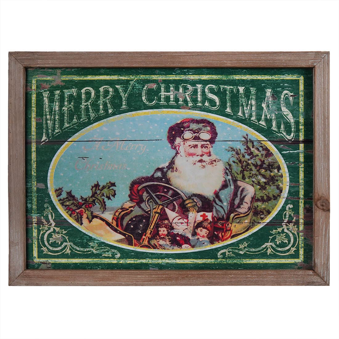 Vintage Green Santa Wall Decor