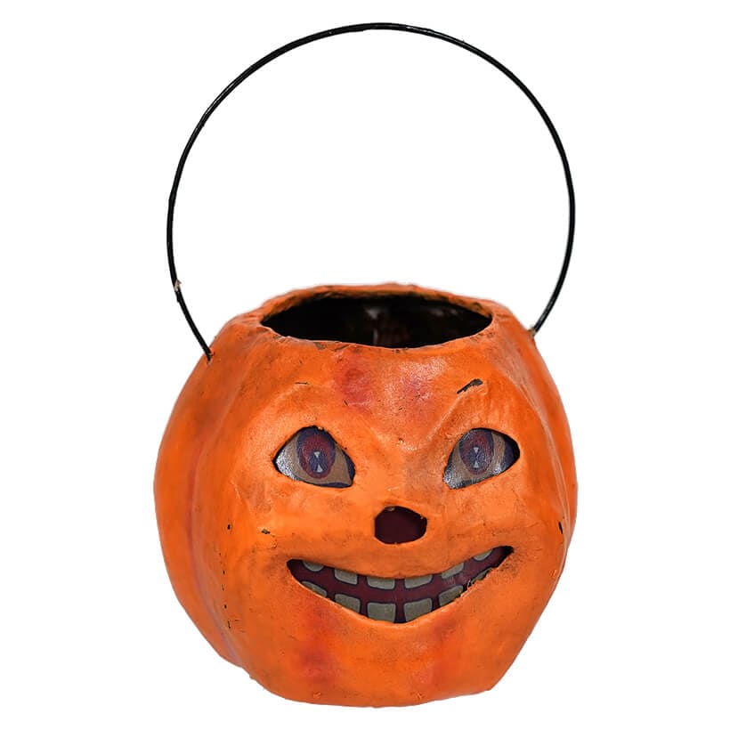 Vintage Grinning Mini Pumpkin Bucket