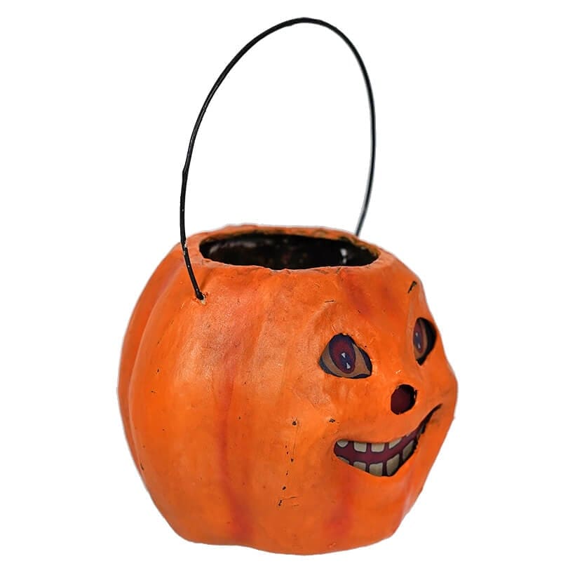 Vintage Grinning Mini Pumpkin Bucket