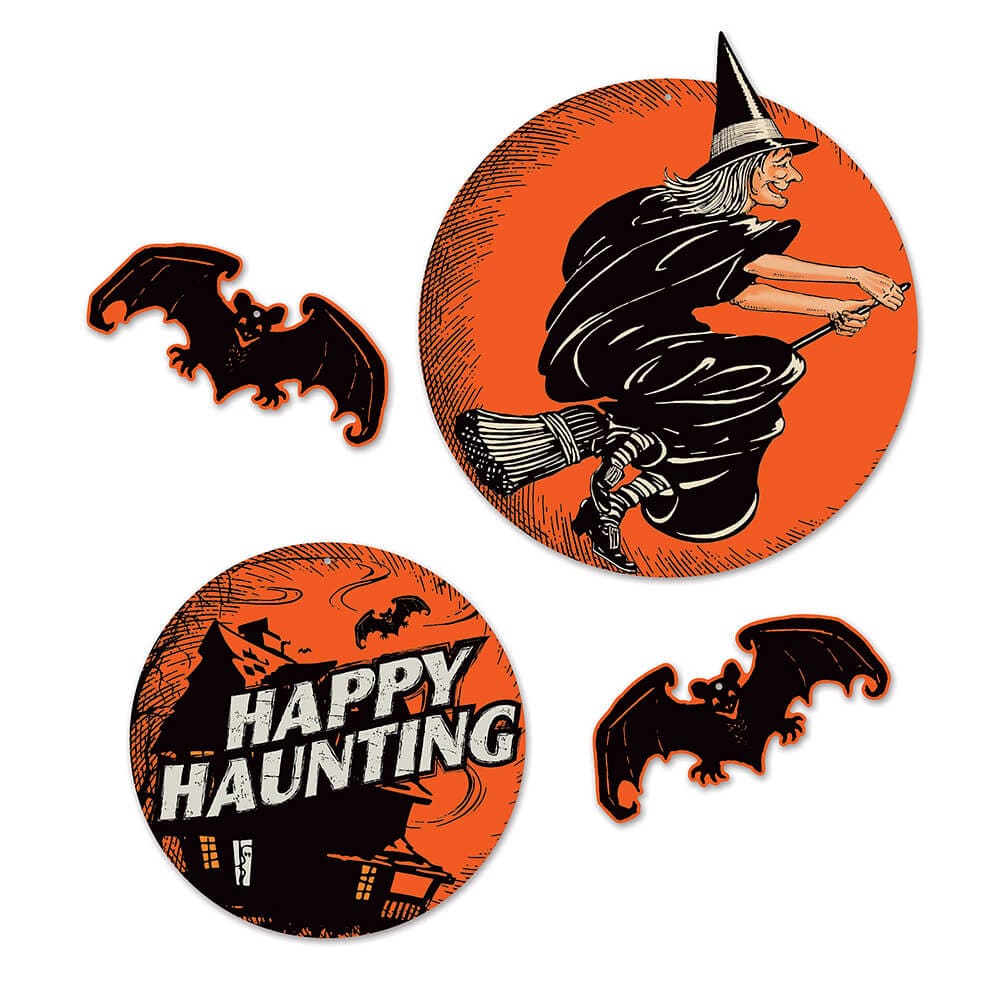 Vintage Halloween Cutout Hangers Set/4