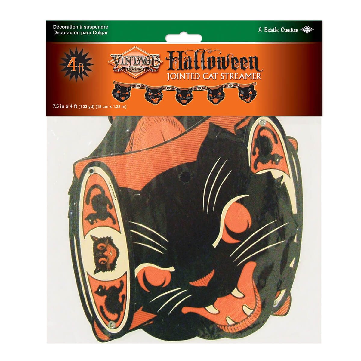 Vintage Halloween Jointed Cat Streamer - Halloween