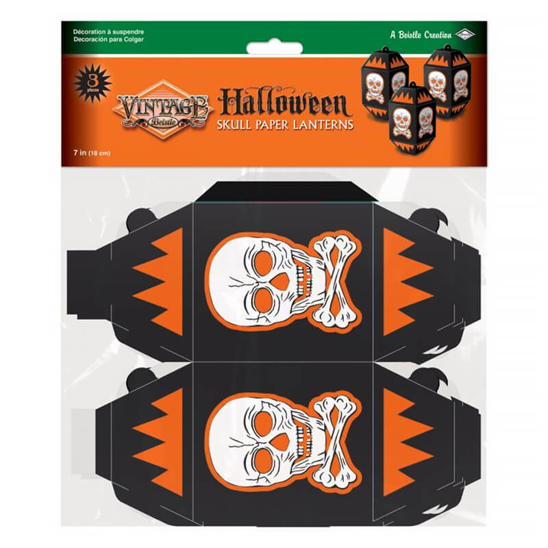 Vintage Halloween Skull Paper Lanterns Set/3 - Halloween