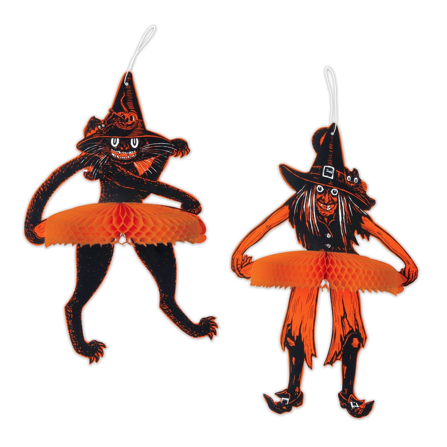 Vintage Halloween Tango Witch & Cat Set/2