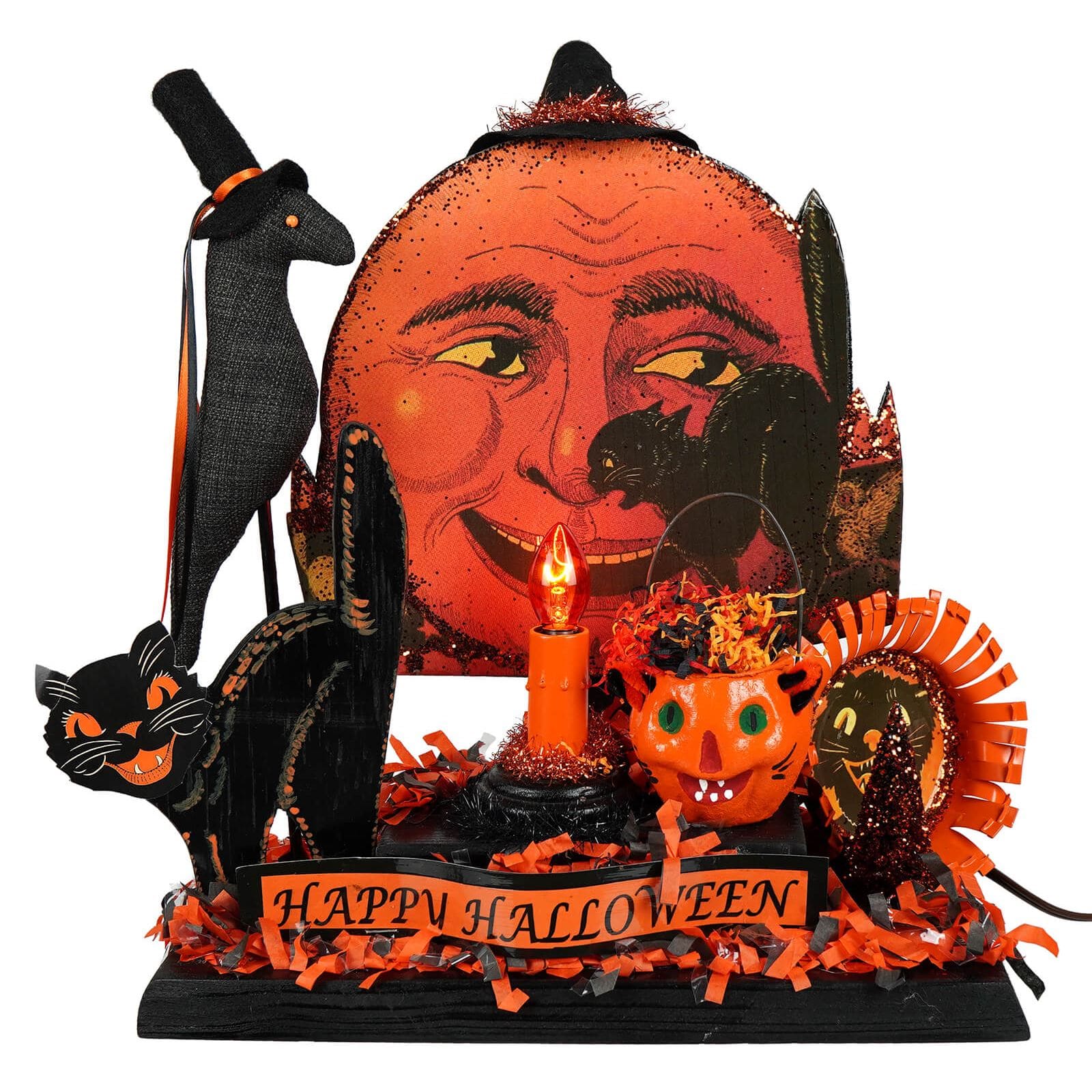 Vintage Happy Halloween Pumpkin Lighted Display