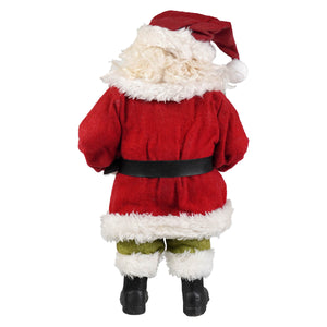 Vintage poseable papa kris kringle santa figurine in red velvet with white fur trim black belt and boots by bethany lowe