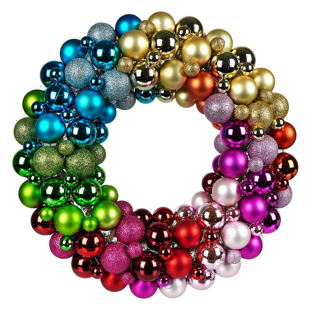 Vintage Rainbow Ball Wreath