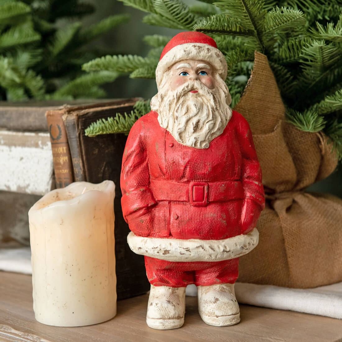 Vintage Red Coat Santa - Christmas