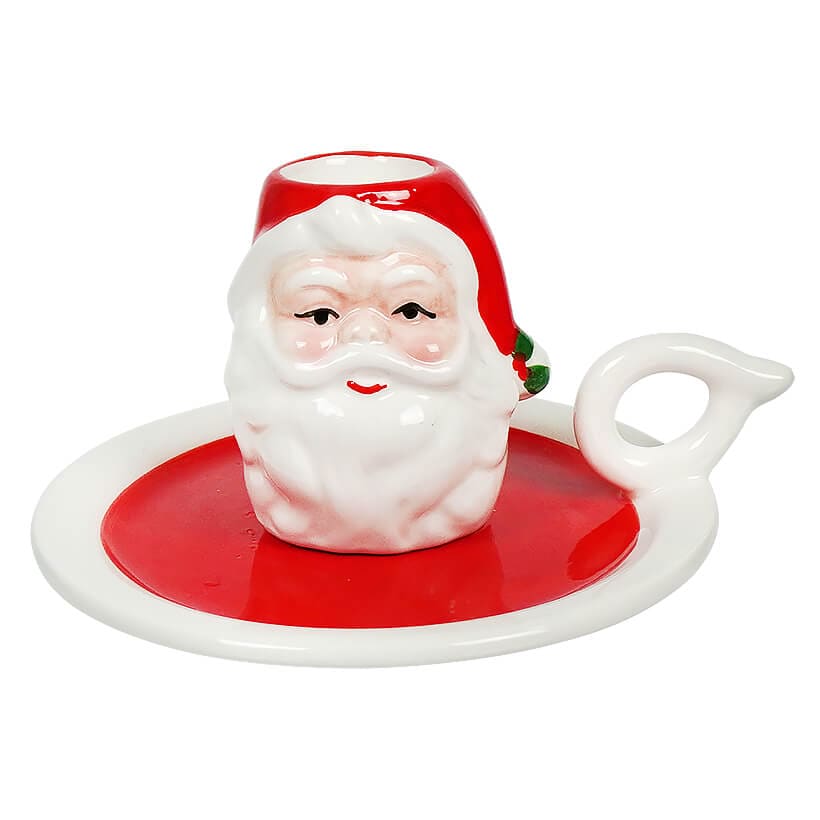 Vintage Santa Candle Holders Set/2