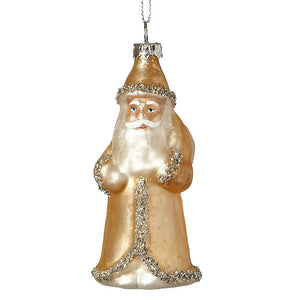 Vintage santa ornament translucent gold glass santa ornament with silver glitter trim perfect for christmas ornaments