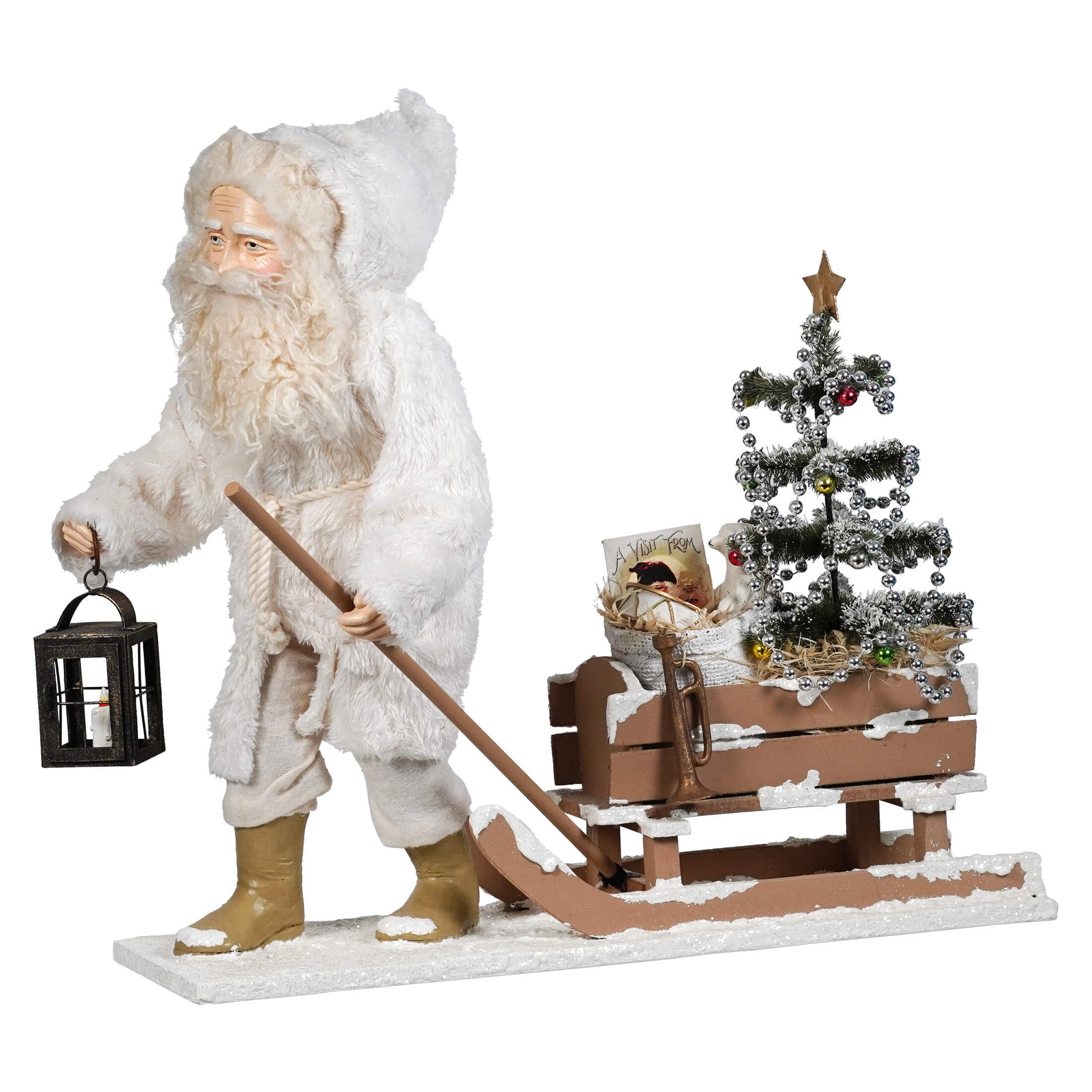 Vintage Santa Pulling Sled - Christmas