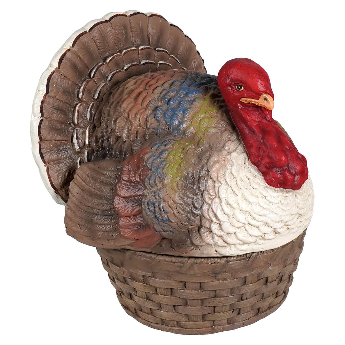 Vintage Turkey In Basket Container - Thanksgiving