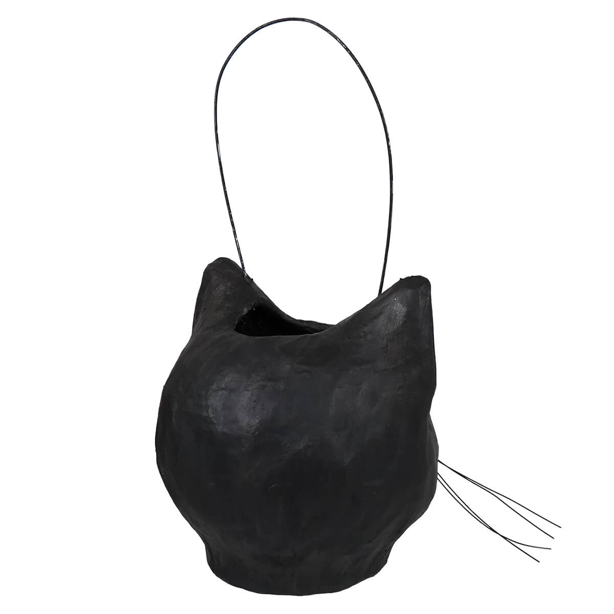 Vintage Whiskered Black Cat Bucket - Halloween