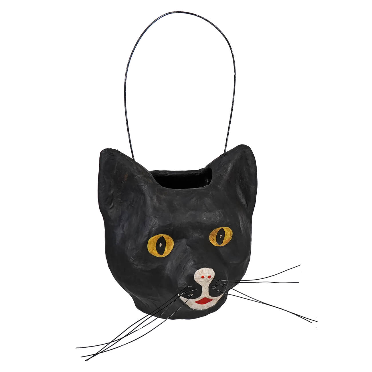 Vintage Whiskered Black Cat Bucket - Halloween