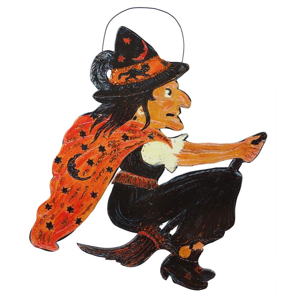 Vintage Witch Flying on Her Broom Image Hanger