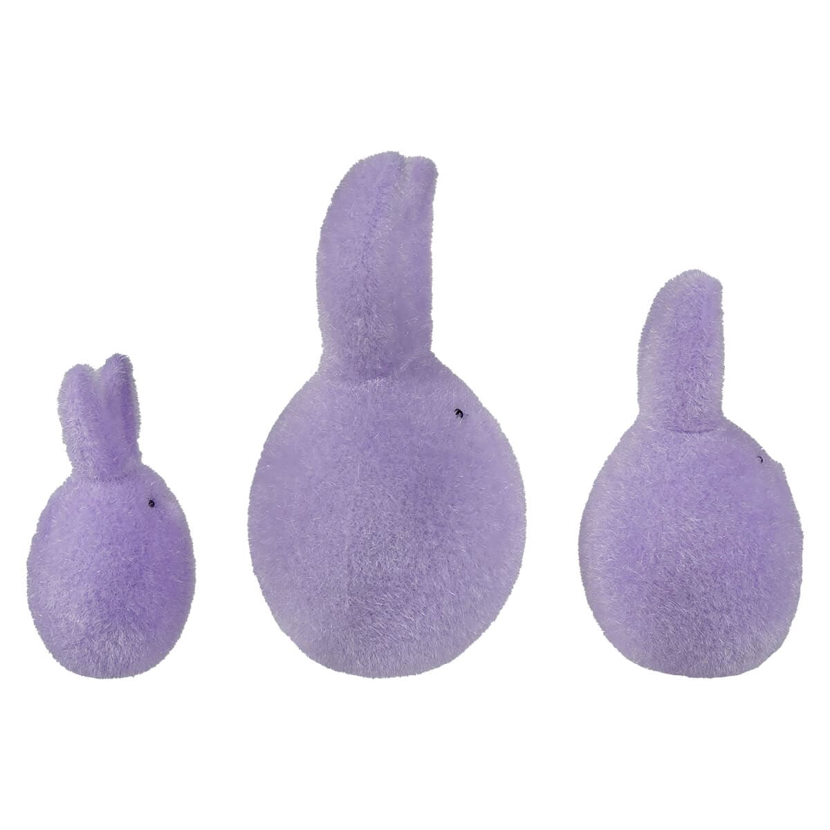 Violet Flocked Bunny Eggs Set/3 - Easter