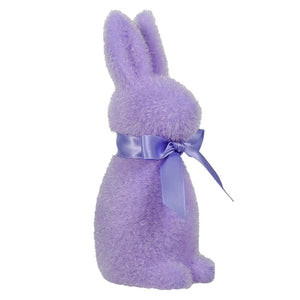 Violet Flocked Pastel Button Nose Bunny - Easter