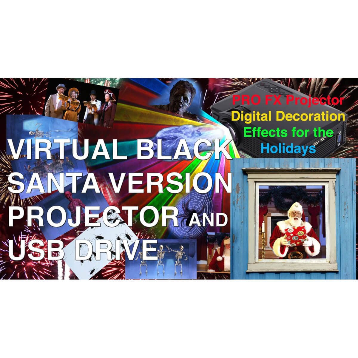 Virtual Black Santa Pro-FX Projector Decor Kit