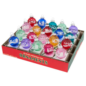 Vivid Vintage Signature Flocked Round Ornaments Set/20 - Ornaments