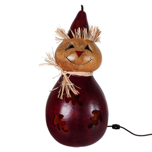 Warehime extra large lighted scarecrow gourd lamp with leaf cutouts made from meadowbrooke gourds for outdoor decor